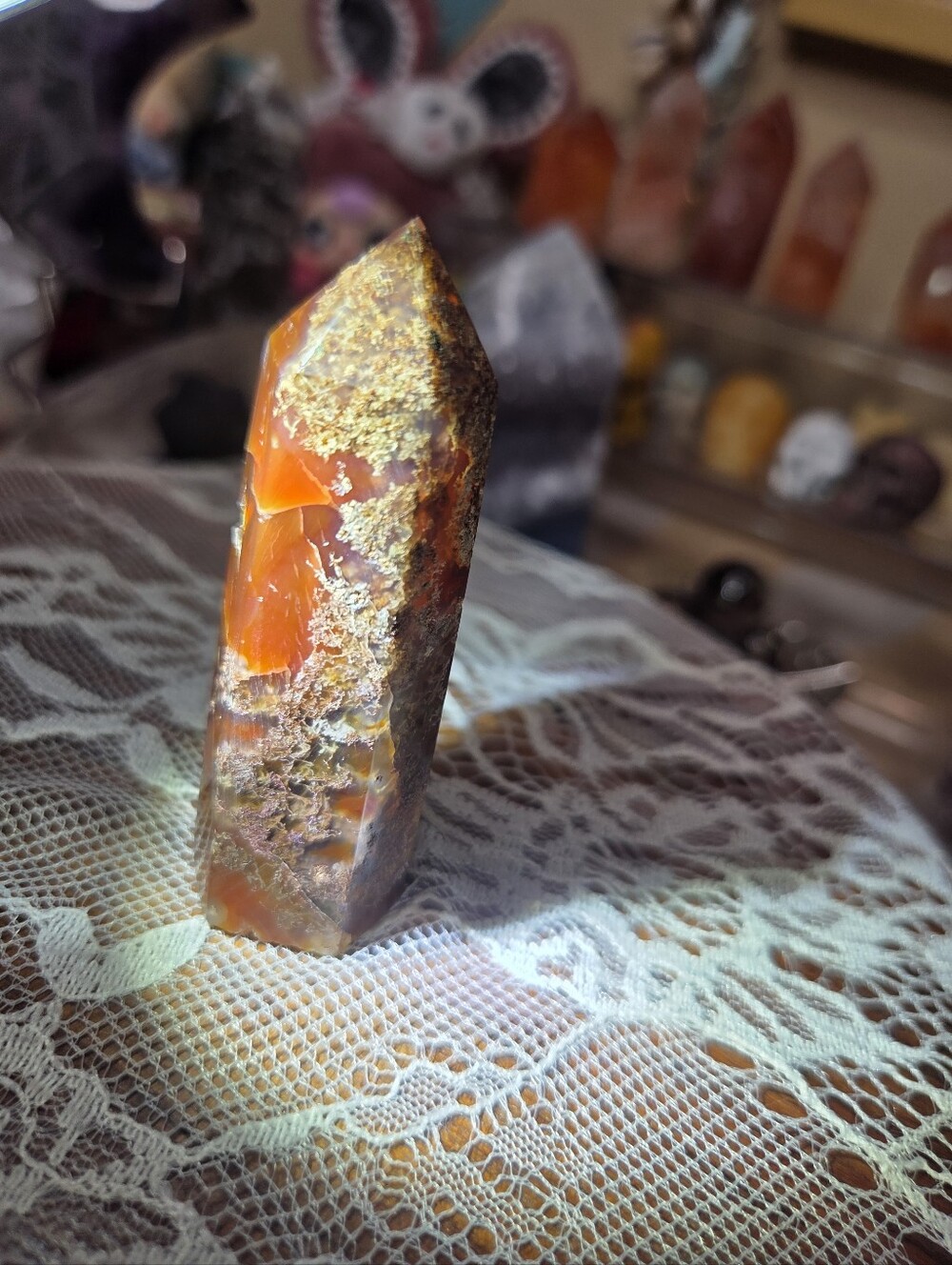 Red Moss Agate Tower B 3 In ( Courage) - Picture 3 of 6